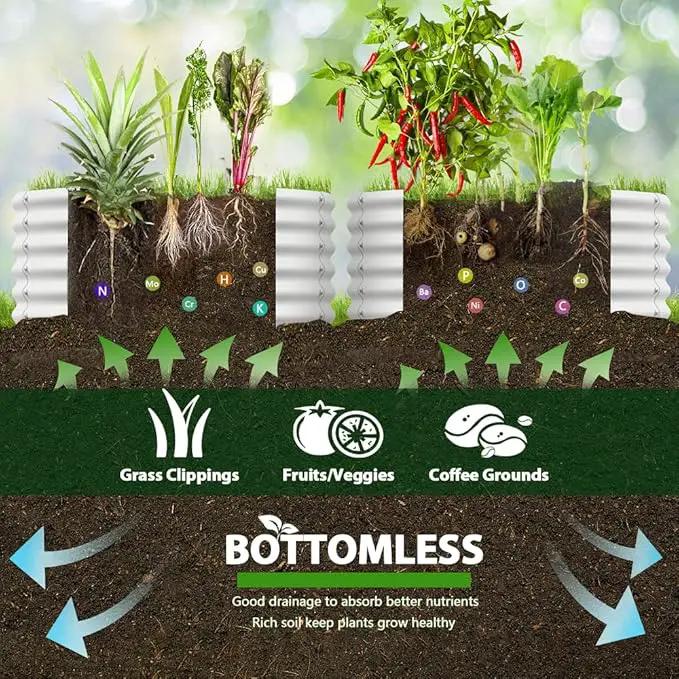 A ANLEOLIFE 2-Pack 4ft x 18” Tall Galvanized Raised Garden Beds Outdoor, Round Metal Planter Box for Planting Vegetables Flowers Herb, Anti-Rust & Easy-Setup, Antique White, photo 8 of 8