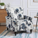 Wingback Accent Chair with Removable Pillow, High Back Floral Armchair with Solid Wood Legs & Nailhead Trim, Comfy Upholstered Reading Single Sofa Chair for Bedroom (1, Ink Blue Pattern) by CozyNest Decor