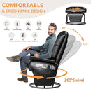 JIASTING 360° Swivel Recliner Chair with Ottoman & Double Side Pockets, Nursing Glider Rocking Recliner Chair, Gliding Chair for Nursery, Living Room, Office, Bedroom, Metal Frame (Black 1) by TinyTreasures Baby Boutique