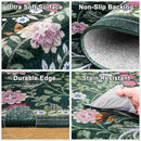 Runner Rug for Entryway: 2.6x8 Kitchen Rugs Non Slip Washable Ultra-Thin Soft Floral Carpet Indoor Floor Stain Resistant Carpets for Hallway Bedroom Kitchen Laundry Bathroom Dorm Dark Green by TinyTreasures Baby Boutique