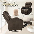 Recliner Chair, 360° Swivel Rocker Chair for Adults, Rocking Recliner Chair with Massage, Comfy Single Sofa with Side Pockets Cup Holders for Living Room, Bedroom, Nursery (Fabric, Brown) by TinyTreasures Baby Boutique