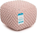 BIRDROCK HOME Square Pouf Ottoman | Cotton Braided Foot Stool with Bean Bag Filling | Boho Foot Rest for Living Room, Bedroom | Compact & Comfortable Seating, Lightweight & Sturdy | Dusty Rose by CozyNest Decor