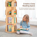 OOOK Rotating Bookshelf for Kids & Adults, Spinning Bookshelf Tower with Large Capacity for Small Space, 360° Display 4 Tier Floor Small Round Corner Shelf for Library, Bedroom, Living Room, Office by TinyTreasures Baby Boutique