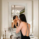 Kelly Miller Large Jeweled Mirror for Wall Decor, 28"x40" Luxury Sparkling Diamond Mirror Beveled Modern Wall Decoration for Bathroom, Living Room, Bedroom, Hallway, Entryway by CozyNest Decor