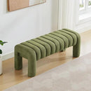 43.3" Bedroom Bench, Upholstered Entryway Bench, Modern End of Bed Ottoman with Solid Wood Legs and Adjustable Foot Pegs for Entryway, Dining Room and Living Room (Green Boucle) by CozyNest Decor