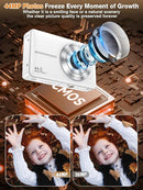 Digital Camera,FHD 1080P Kids Camera 44MP Point and Shoot Digital Cameras with 32GB Card,16X Zoom,Anti-Shake,Date Stamp,Compact Small Cameras Photography for Kids Student Teen Girl Boy(White) by TinyTreasures Baby Boutique
