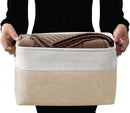 DECOMOMO Storage Baskets for Shelves - Fabric Closet Organizers and Storage Bins, Perfect Baskets for Organizing Closet Toys Nursery (Beige and White, XL - 3 Pack) by CozyNest Decor