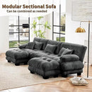 U Shaped Couch Sectional Couch, 3-Seater Cloud Couch Sectional Oversized Couch, Sofa Bed Couch with Round Bolster Armrests 5 Pillows, Modular Couch Home Sofa Living Room Couch(Gray) by CozyNest Decor