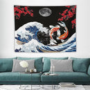 Houselerax Japanese Koi Fish Tapestry, Yin Yang Big Wave Red Cherry Blossom Tapestries Wall Hanging for Bedroom Living Room Office Decor 80"x60" by CozyNest Decor