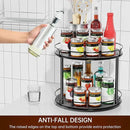 Lazy Susan Organizer 2 Tier - 12.4" Turntable Spice Rack for Table Top, Wooden Rotating Lazy Susan for Cabinet Pantry Kitchen Countertop Dining Table Cupboard Bathroom Vanity Storage(Black) by CozyNest Decor