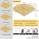 Modern Crystal Chandeliers LED Dimmable Flush Mount Ceiling Chandeliers for Living Room High Ceiling Entrance Foyer Lobby Bedroom Gold by CozyNest Decor
