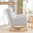 Rocking Chair Nursery, Nursing Rocking Chairs for Mom Nursery, Comfy Wingback Glider Rocking Armchair with Side Pocket for Nursery Living Room Bedroom, Light Grey by TinyTreasures Baby Boutique