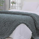 Bigacogo Chunky Knit Throw Blanket for Couch, 60x80 inches, 100% Hand Knitted with Thick Jumbo Chenille Yarn, Cozy Soft Large Rope Knot Cable Crochet Blankets for Sofa Bed Living Room, Iron Gray by CozyNest Decor