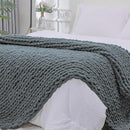 Bigacogo Chunky Knit Throw Blanket for Couch, 80x90 inches, 100% Hand Knitted with Thick Jumbo Chenille Yarn, Cozy Soft Large Rope Knot Cable Crochet Blankets for Sofa Bed Living Room, Iron Gray by CozyNest Decor