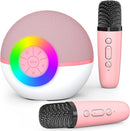 Mgaolo Mini Karaoke Machine for Kids Adults,Portable Bluetooth Speaker with 2 Wireless Microphones,Gift Toys with MP3 Player for Boys Girls 3-12 Year Old Birthday Family Home Party Present (Pink) by TinyTreasures Baby Boutique