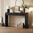 55" Sofa Table with Oval Top and 2 Drawers, Entryway Console Table with Fluted Design for Hallway,Foyer,Entry and Living Room (Fully Assembled-Black) by CozyNest Decor