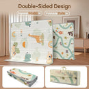 Foldable Baby Play Mat, Waterproof Playmats for Babies and Toddlers Kids, Safe Foam Playmat for Tummy Time, 50x50 Playpen Mat, Reversible Portable Baby Floor Mat for Infant, Toddler, Giraffe by TinyTreasures Baby Boutique