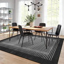 Wonnitar Striped Black Area Rugs 9x12 Living Room, Non-Slip Soft Berber Stripe Bedroom Rug, Low Pile Minimalist Floor Carpet for Dining Room Living Room Department (Black,9' x 12') by CozyNest Decor