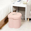 B FSOBEIIALEO Storage Ottoman Cube, Flowers Shaped Ottomans with Storage Foot Stool Footrest for Lving Room, Boucle Ottoman Seat for Dorm Room,Faux Teddy Fur, Pink 12.6"x12.6"x12.6" by CozyNest Decor