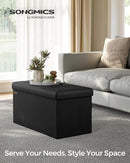 SONGMICS Mazie Collection - 30 Inches Folding Storage Ottoman Bench, Ottoman Foot Rest, End of Bed Bench, Storage Chest, Load 660 lb, for Living Room, Bedroom, Entryway, Ink Black ULSF047B01 by CozyNest Decor