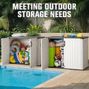 Greesum Outdoor Horizontal Storage Sheds 27 Cu.ft Resin Large Storaged Box Weather Resistance, Without Shelf, Easy to Assemble, Prefect for Garden, Patios, Backyards, White by GreenHaven Gardens