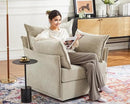 Oversized Accent Chair, Upholstered Modern Sofa Chair with Removable Backrest & Detachable Cover, 24.5" Deep Seat Large Reading Armchair for Living Room Bedroom Office - Chenille Beige Set of 2 by CozyNest Decor
