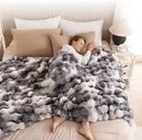 Cozy Faux Fur Throw Blanket for Bed Warm Fuzzy Throw Blanket, Soft Plush Thick Bubble Blankets for Bedroom and Living Room, Furry Luxury Blanket, 60 x 80,Tie-Dye Grey by CozyNest Decor