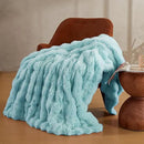 JELLYMONI Faux Fur Throw Blanket, Blue Cozy Plush Bubble Bed Blanket, Thick and Warm, King (108" x 90") by CozyNest Decor