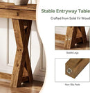 Solid Wood Console Table, 63-Inch Farmhouse Entryway Table with X-Shaped Legs, Real Wood Behind The Couch Table for Living Room, Entrance, Hallway, Easy Assembly by CozyNest Decor