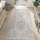 jinchan Vintage Floral Runner Rug 2x5 - Machine Washable Distressed Design Non-Slip Low-Pile Soft Thin Carpet for Hallway Kitchen Farmhouse Bedroom Entryway Laundry Room (2x5ft,Light Grey) by TinyTreasures Baby Boutique