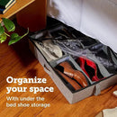 storageLAB Slim Under Bed Storage Containers, Closet Organizers with Sturdy Handles for Clothes, Comforters, and Accessories, Use Under or at the End of the Bed - 2 Pack, Adjustable Dividers, Grey by CozyNest Decor