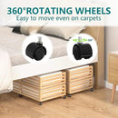Bamboo Under Bed Storage Containers- Underbed Organizer with Wheels with Large Dust Bag,Sturdy Wood Rolling Under the Bed Shoe Storage Organizer Drawer 2 Packs (Nature, Long) by CozyNest Decor