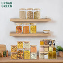 Urban Green Glass Jars with Airtight Lids, Airtight Glass Canisters with Locking Lids, (Bamboo-6P-26oz) by CozyNest Decor