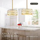 12” 3-Light Modern Crystal Chandeliers Gold Dinning Room Light Fixture, Round Pendant Light Kitchen Island Chandelier, Flush Mount Ceiling Light for Living Room Entryway Bedroom Foyer by CozyNest Decor