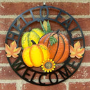 Metal Hanging Pumpkin Hello Fall Welcome Wreath Autumn Fall Harvest Decor for Front Door, Rustic Farmhouse Seasonal Thanksgiving Halloween Decoration-13''H by CozyNest Decor