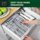 ROYAL CRAFT WOOD Luxury Bamboo Kitchen Drawer Organizer - Silverware Organizer - Utensil Holder and Cutlery Tray with Grooved Drawer Dividers for Flatware and Kitchen Utensils (7 Slot, Gray) by CozyNest Decor