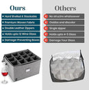 Wine Glass Storage, Holds 12 Stemware Glasses, Stackable, Fully-Padded Inside with Hard Top and Sides (Grey) by CozyNest Decor