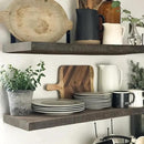 Floating Shelves, 8 Inch Deep Rustic Solid Reclaimed Wood Wall Shelves for Storage, Wall Mounted Display Shelving with Invisible Heavy-Duty Metal Bracket, 24 Inch Width Set of 2, Cement Grey by CozyNest Decor