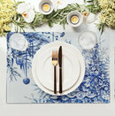 Blue and White Christmas Tree Placemats Set of 4, 12x18 Inch Chinoiserie Xmas Place Mats Winter Holiday Washable Linen Table Mats for Party Kitchen Dining Outdoor Indoor Decor by CozyNest Decor