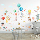 Hot Air Balloon Wall Decals by Lipastick - Peel and Stick Animal Stickers Raccoon, Fox, Koala, Panda for Kids Room, Nursery, Playroom, Bedroom - Playroom Wall Decals for Boys, Girls, Babies - M Size by TinyTreasures Baby Boutique