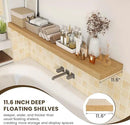 Deep Floating Shelves for Wall - 72 Inch Wide x 12 Inch Deep Wall Shelves Set of 1 - Rustic Oak Color Wood Shelves for Living Room, Bathroom, Laundry Room, Bedroom, Kitchen, Home Office by CozyNest Decor
