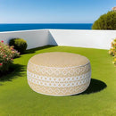Outdoor Inflatable Ottoman with Air Pump, Embroidery Patio Footrest Stool D21”x H9”, Round Pouf Ottoman with Portable Handle Suitable for Garden, Camping, Bedroom, Living Room by CozyNest Decor