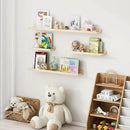 Picture Ledge Shelf for Wall, 48 inches Solid Pine Wood Nursery Book Shelves 3 Packs, Floating Ledge Shelves for Kids' Room Bedroom Bathroom Long Floating Shelves for Wall Nursey Wall Decor, Natural by CozyNest Decor