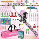 ODDSPRO Kids Fishing Pole Pink, Portable Telescopic Fishing Rod and Reel Combo Kit - with Spincast Fishing Reel Tackle Box for Girls, Youth by TinyTreasures Baby Boutique