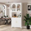 75" Tall Kitchen Pantry Cabinet, Metal Storage Cabinets with Acrylic Doors and Adjustable Shelves, Hutch Cabinet with Storage, White Microwave Stand Cabinets for Dining Living Room by CozyNest Decor