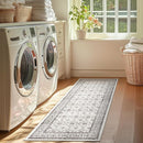 jinchan Hallway Runner Rug 2x8 - Machine Washable Beige Vintage Floral Distressed Design Soft Non-Slip Low-Pile Ultra-Thin Runner Rug for Kitchen Laundry Room Bedroom Farmhouse (2‘x8',Beige) by TinyTreasures Baby Boutique