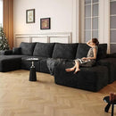 136" Sectional Couches for Living Room Modern Modular Sofa with L-Shape Couchs Upholstered Boneless Couch Deep Seat Sectional Couch with Chaise (Black, Left Facing Chaise+3Seaters+Ottoman) by CozyNest Decor