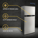 RecPro 10 Cu Ft 12V RV Refrigerator | Black Frost-Free Fridge with Freezer | Double Door, Adjustable Shelves, Reversible Door, Built-In Lock | 23.5”W x 26”D x 59”H | Off-Grid & Dry Camping Ready by CozyNest Decor