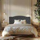 Linen Upholstered Headboard Queen/Full Size Latest Model Wall Mount, Bed Frame Mount, Featuring High-Density Sponge Padding, Luxury Texture Easy Assembly Comfort and Style-Dark Gray by CozyNest Decor