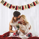 Valentine’s Day Party Decorations Be Mine Felt Sign Burlap Pennant Banner Flag Heart with Black Red Buffalo Plaid Fabric Ribbon for Valentine’s Day Wedding Birthday Party Supplies by CozyNest Decor